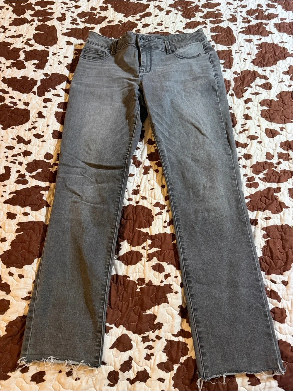 Maurices Gray Straight-Leg Jeans with Raw Hem